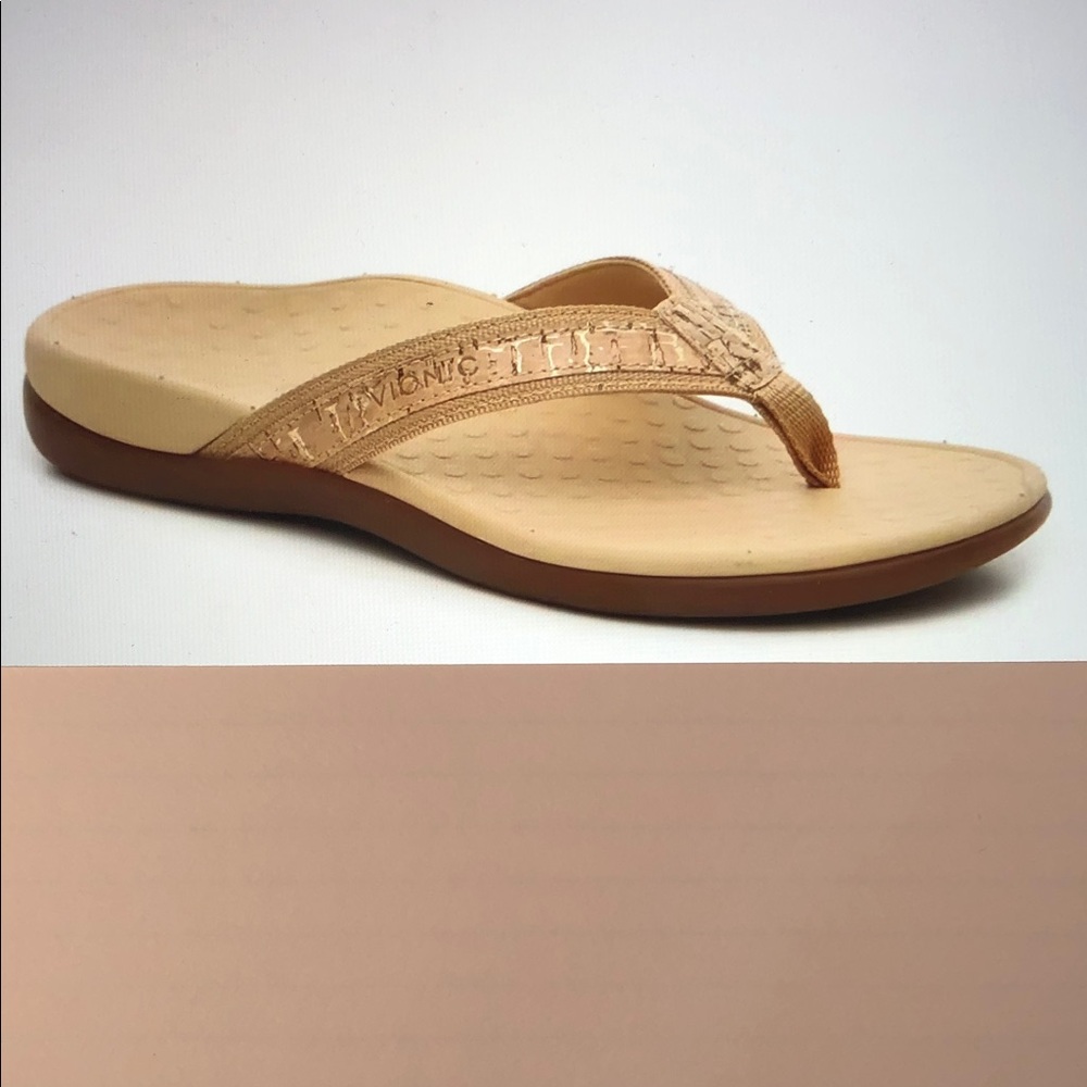 VIONIC Tide ll Cork Trim FlipFlop Women’s Sandals Beige Size 9, excellent